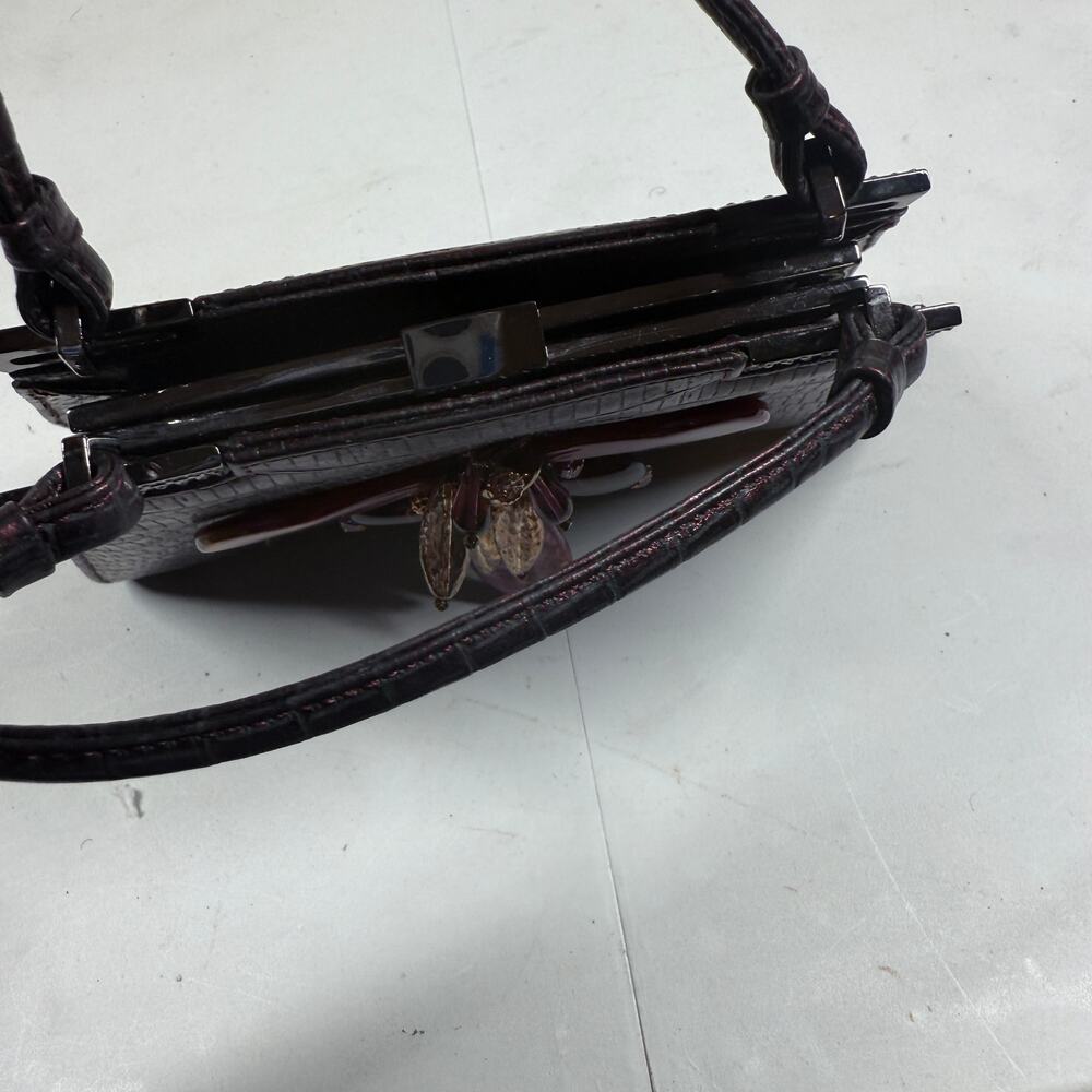 Vintage Badgley Mischka Clutch Red Leather Croc - Picture 5 of 10